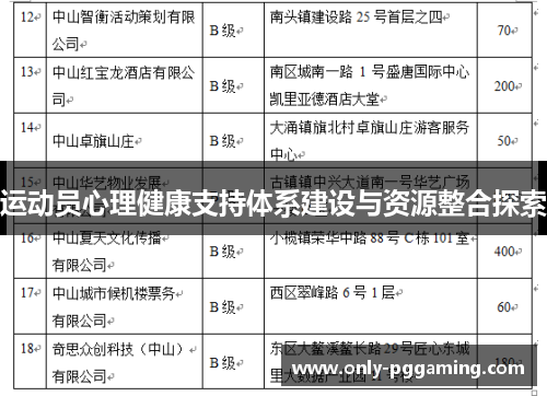 运动员心理健康支持体系建设与资源整合探索
